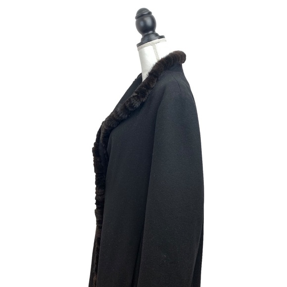 Fleurette Loro Piana Wool Mink Fur Trim Coat Black - Picture 6 of 15